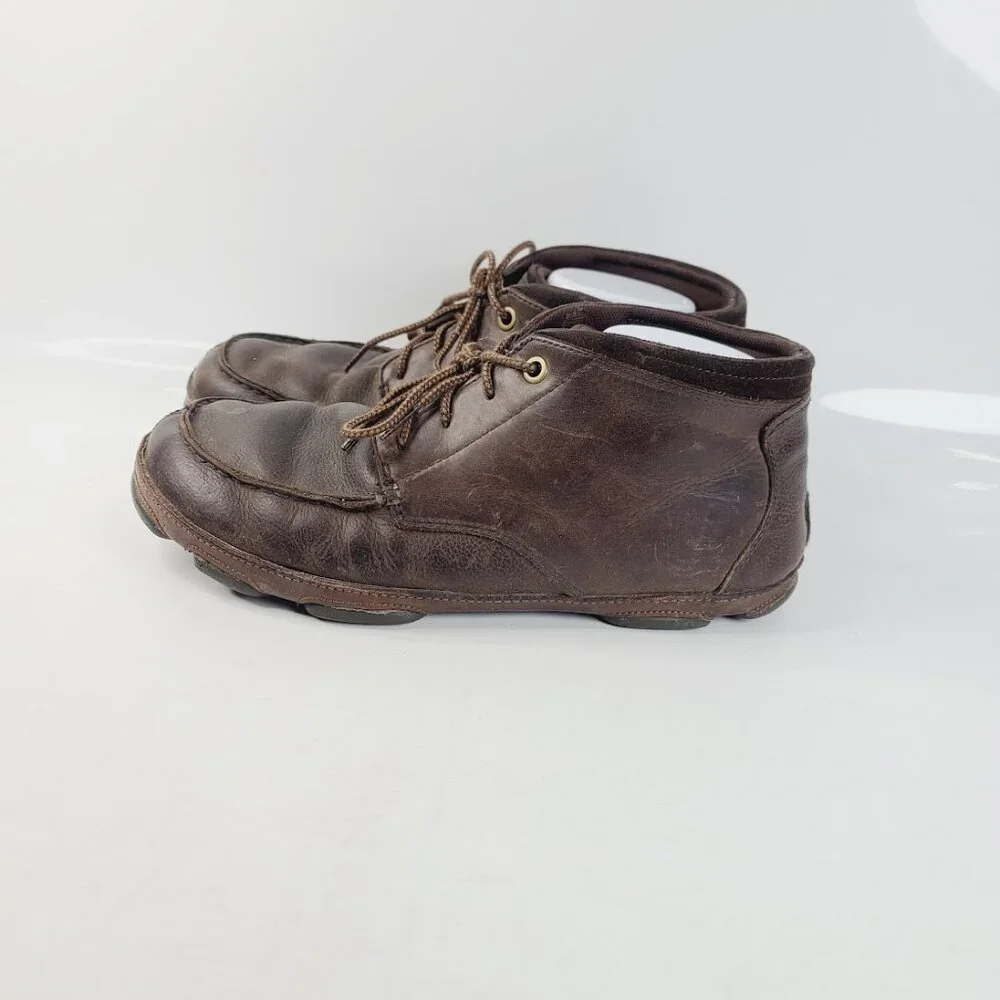 Olukai‎ Men's Mocha Brown Hamakua Leather Lace Up Ankle Chukka Boots Size 9